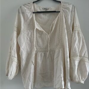 Madewell Cream Crochet-Trim Peasant Tunic
